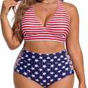 Womens Plus Size 4th of July Bikini Swimsuits USA Flag Bathing Suits Fourth of Fuly Patriotic Swim Suit Swimwear American Flag 16 Plus