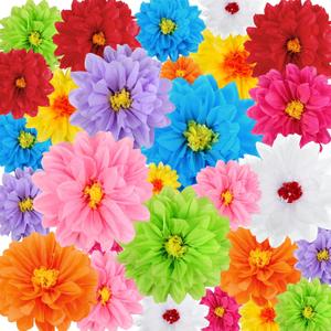 Geyee 54 Pcs Mexican Paper Flowers Fiesta Tissue Paper Flowers Colorful Crepe Flower Mexican Fiesta Party Decorations for Floral Backdrop Carnival Wedding Birthday Party Craft Wall Decor (8" 10" 12")