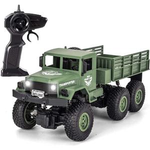 XINGRUI 1:18 RC Military Truck, 50 Min Playtime Remote Control Car, 2.4Ghz 4WD Off-Road Vehicle, All Terrain Toy with LED Lights, Gift for Boys Girls Ages 6+