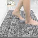 Yimobra Bathroom Rug Mat 32 x 20, Non Slip and Super Absorbent Bath Mat,Machine Washable Quick Dry,Ultra Plush Chenille Shower Rugs for Bathroom Floor Sink Tub and Shower Outside,Light Grey