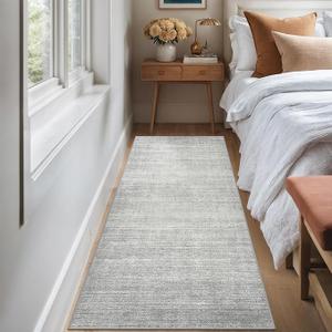Art&Tuft 2x5 Runner Rug Non Slip, Washable Rug Runners for Hallways,Grey | Low Pile, Sripe Soft & Lighweight, Folable, Stain Resistant 5ft Carpet Runners for Entryway,Kitchen,Living Room,Bedroom