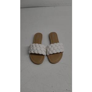 ATHMILE Braided Womens Sandals Round Open Toe Fashion Slide Sandals Women Dressy Summer Flat Beach, Size 8