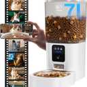 Automatic Cat Feeder with Camera, 5G WiFi Automatic Dog Feeder, 7L Cat Food Dispenser with Night Vision, 115 Meals, 199 Portions, 2Way Audio, Jam Free, Ideal for Multiple Pets