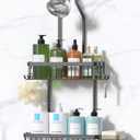 YASONIC Shower Caddy Hanging, Never Rust Shower Organizer Hanging, Aluminum Shower Racks for Inside Shower with Hooks for Razor, Bathroom Organizers and Storage with Soap Holder, Grey