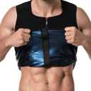 MOLLDAN Mens Polymer Sauna Vest Sweat Slimming Tank Top with Zipper