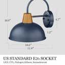Dusk to Dawn Barn Lights, HWH Modern Exterior Wall Sconce Light, Outdoor Barn Wall Sconce Porch Light Fixture, Hammered Metal Shade, Dark Blue Finish, 5HZG70B-PC SF
