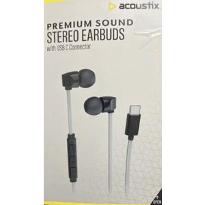 Acoustix Premium Sound Stereo Earbuds With Lightning USB C Connector