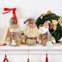 Christmas Decorative Plush Gnomes Set, 3-Piece Holiday Figurines with Sequin Hats, Snowman Santa Reindeer Design, Gold Brown