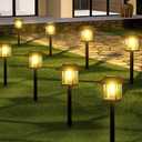 16-Pack Solar Lights Outdoor (Extra-Bright & Auto On/Off), Solar Powered Garden Lights, Outdoor Waterproof Solar Pathway Lights for Patio, Path, Yard, Landscape, Driveway, Walkway Decor (Warm White)