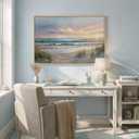 Framed Coastal Beach Sunset Landscape Wall Art for Living Room, 24x36 In