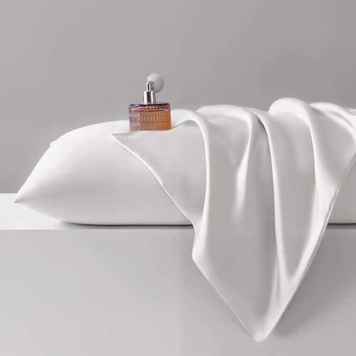 Bedsure Satin Pillowcase 2 Pack Similar to Silk Pillow Cases Standard Size, Pillow Case for Sleeping Women with Envelope Closure, Gifts for Women Men, Ivory, 20x26 Inches, 2pcs