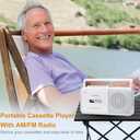 Gelielim Portable Cassette Player with AM/FM Radio, Casette Tape Player Recorder with Headphone Jack, Cassette Boombox for Home and Travel, Elderly Gift, Audio to Cassette Converter AC/Battery Power