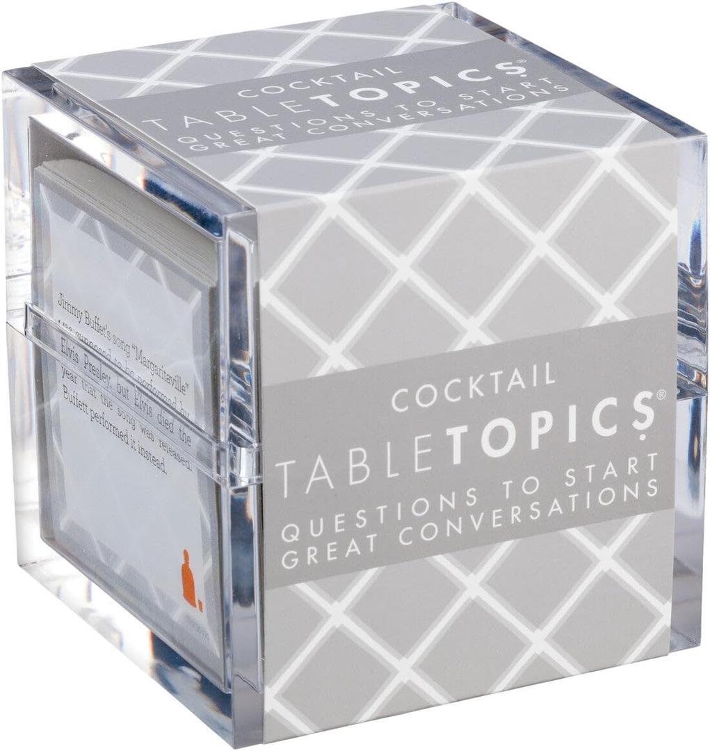 TableTopics Cocktail Question Card Game  135 Conversation Starter Cards Featuring Questions, Facts, Quotes, and Mixed Drink Recipes, Fun Party Game for Adults