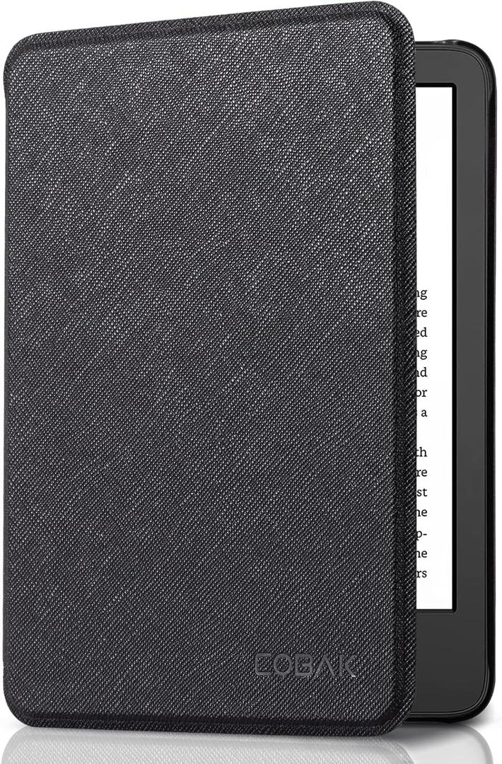 CoBak Case for All New 6 Inch Kindle 2024 and 2022 (11 Generation) - PU Leather Smart Cover, Auto Sleep and Wake, Premium Protective Case for Kindle Basic (*Black Crossgrain)