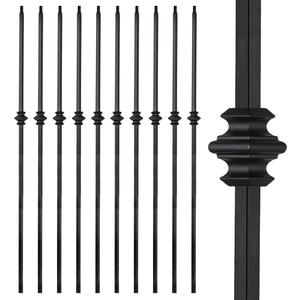 Wrought Iron Balusters - Hollow Single Knuckle Stair spindles - Railing Spindles - 44 in X 1/2 in - Box of 10 (Satin Black)