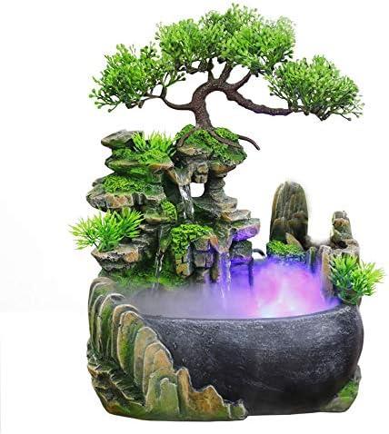 Indoor Relaxation Desktop Fountain Waterfall, Zen Meditation Indoor Waterfall Feature with Automatic Pump, Illuminated Waterfall for Home Office Bedroom Desk Décoration (Style 1)