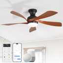 27 Inch Smart Ceiling Fans with Lights and Remote, APP Control Work with Alexa/Google, 5 ABS Blades, Modern, Quiet Reversible DC Motor, 3CCT Dimmable, Indoor/Outdoor/Bedroom/Living Room