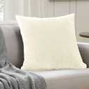 EVOLIVE Euro Sham Cover  Soft Micromink Faux Velvet Pillowcase, Faux Fur Texture, Decorative Square Cushion Cover with Hidden Zipper Closure (26"x26" Euro Sham, Cream)