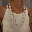 Exaggerated Fashion Acrylic Paperclip Chain Choker Necklace Punk Chunky Statement Personalized Vintage Oval Resin Collar Hip Hop Jewellry for Women Gifts