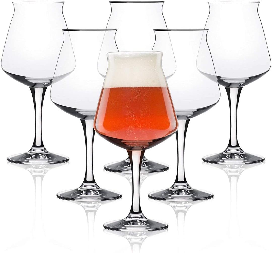 Rastal Teku 3.0 Tulip Craft Beer Glasses - the Original, Non-Nucleated, Glass for Tasting Beer, Italian Made, 14.2ounce, Set of 6 Pack