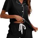ZMJ Pajamas for Women Set 2 Piece Pj Short Sets Bride Sleepwear Button Up (S)