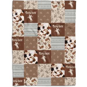 Western Blanket, Western Decor for Nursery Room, Baby Blankets for Boys Girls, 30x40 inches Baby Cowboy Blankets, Soft Warm Lightweight Nursery Bed Blanket for Newborn Toddlers