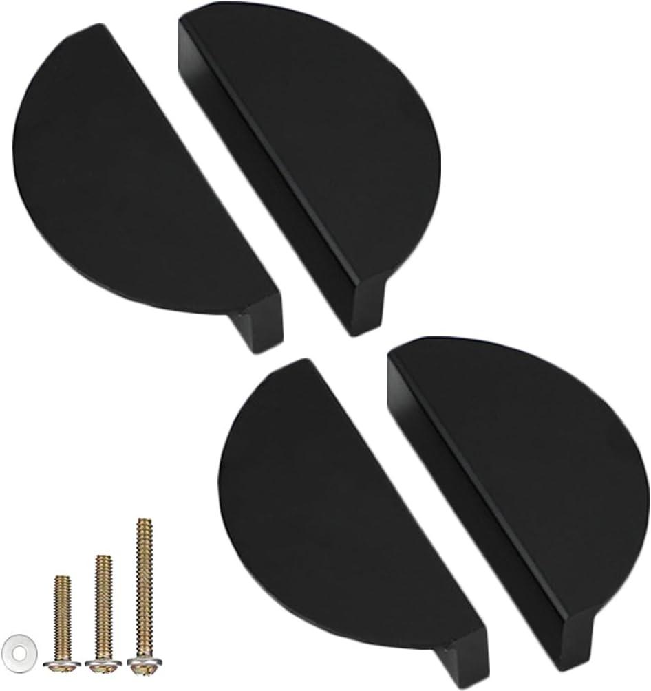 Half Moon Cabinet Pulls Handles,4 Pack 2.52" Hole Spacing Semicircle Drawer Pulls, Finger Pulls Edge Pulls Handles for Kitchen Cabinets with 3 Kinds Screws (4 Pack, Black)