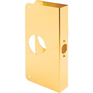 Prime-Line U 9549 Brass Lock and Door Reinforcement Plate for 1-3/8 In. Thick Doors, Brass Finish (Single Pack)