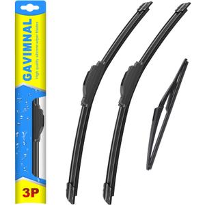 Gavimnal 26"+14"+12" Silicone Wiper Blades Replacement For Nissan Rogue 2008-2013 All-Season Front Rear Windshield Wiper Blades(Set of 3)