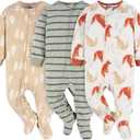 Gerber Baby-Boys Fleece Footed Pajamas 3-Pack ( Size 0-3 Months, Fox Forest)