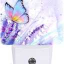 FSHVQKD Lavender Butterfly Night Light,Plug-in Nightlights Auto Sensor Night Lamp Dusk-to-Dawn Lamp Home Decor for Nursery Children Girls Boys
