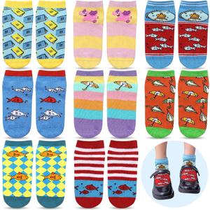 Zoooyawn 8 Pairs Funny Crazy Silly Socks Red and White Book Socks Gifts Novelty Cat Costumes Accessories Outfit for Adult