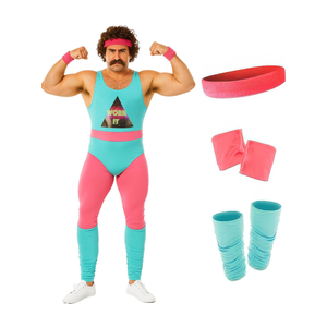 fun shack 80s Exercise Costumes For Men, 80s Workout Costumes, Retro Fitness Outfits For Men, 80s Gym Attire L