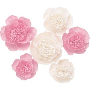 Crepe Paper Flowers Decoration for Wall, Flowers for Wedding Decor,Flower Backdrop Decor,Baby Shower,Birthday Party,Photo Backdrop,Archway Decor, Nursery Wall Decor (White+Pink ;Set/6)
