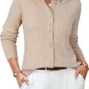 Arach&Cloz Women's Wool Blend Lightweight Business Casual Cardigan Sweaters Tops (Apricot), M