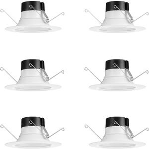 Juno E Series 5"/6" LED Ceiling Light, Baffle Trim Recessed Lighting with 5-in-1 Switchable White Color, 1200 Lumens for High Ceilings, Wet Rated LED Downlight, Dimmable, White, 6-Pack, 5-to-6-Inch, 1200 Lumens
