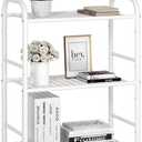 JSB 3-Tier Adjustable Shelving Unit, Heavy Duty Storage Rack Organizer Metal Corner Shelf for Kitchen Living Room Laundry Pantry Bathroom (White, 3 Tier)