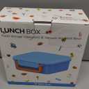 Kids Bento Lunch Box with 9oz Soup Thermo Leakproof Lunch Food Containers 4 Compartment with Insulated Hot Food Jar for Kid Toddler Girls Boys to School, Trvael (Blue)