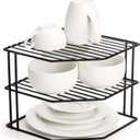 Frcctre 3-Tier Kitchen Corner Shelf Rack Counter and Cabinet Organizer, 9x9x7.5 Inch Metal Wire Kitchen Counter Pantry Cabinet Organizer and Storage Shelf for Plates, Cups, Dishes