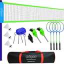 Zdgao Badminton Sets for Backyard, Portable Badminton Net with Tension Adjuster, Badminton Racket Set of 4, 3 Nylon Shuttlecocks, Boundary Line and Carry Bag for Backyard Beach Family Games