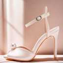 Womens Pearls Wedding Sandals Open Toe Stiletto 4" Heeled Sandals Bridal Pearl High Heels for Evening Party (Pink), Size 3