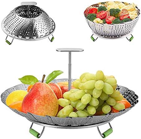 Foldable Steamer Basket, Stainless Steel Folding Steamer, Insert for Veggie Fish Seafood Cooking, Expandable to Fit Various Size Pot(5.1" to 9")
