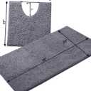 Bathroom Rugs Sets 2 Piece, Luxury Chenille Bath Mat Set, Soft Plush Anti-Slip Bath Rug + U-Shaped Toilet Mat. Microfiber Shaggy Carpet, Super Absorbent (24 x 36 & 20 x 24 U, Dark Grey)