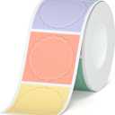 HPRT Thermal Labels for T20/T260LR, Waterproof Sticker Paper, Thermal Tape for T260LR Label Maker, 1.34" x 1.34"34X34mm Colored Round Labels for DIY Logo Design, Jar Label, Name Tag