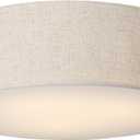 18-Inch Large Flush Mount Ceiling Light Fixture with Fabric Shade, Modern Drum Closed to Ceiling Lighting for Living Dining Room, Bedroom, Kitchen, Foyer - Farmhouse 3-Light Lamp & Chandelier (Beige)