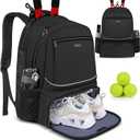 Ytonet Tennis Bag Tennis Backpack for Women Men 2 Rackets with Insulated Pocket Ventilated Shoe Compartment (Large, Black)