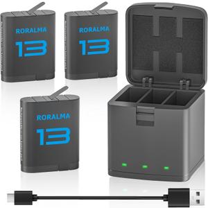 3 Pack Battery Charger Kits Compatible with Gopro Hero 13 Black Camera, 3-Channel Charging Station for Gopro 13 Battery & Go pro Hero 13 Batteries Pack
