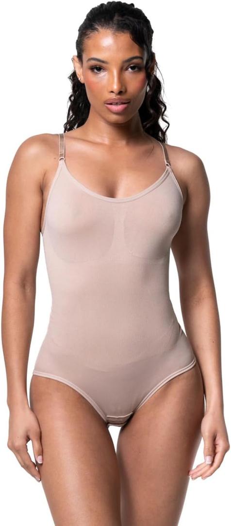HeyShape Snatched Women's Shapewear Bodysuit Tummy Control Body Shaper - Seamless Sculpting Waist Body Suit (Large, Nude)