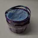 Easter Baskets with Hinged Handle - Round Woven Bamboo (Purple And Blue) 3 Pack