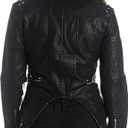 Olivia Miller Women's Fashion Faux Leather Biker Jacket Rivet Lapel Shaping Moto Outerwear (Black)